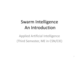 Swarm Intelligence An Introduction