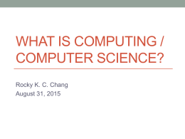 What is Computing / Computer Science