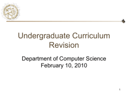 Undergrad Curriculum Redesign: Reasons