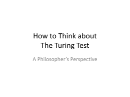How to Think about the Turing Testx