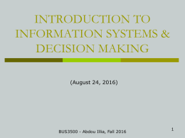 Introduction to Info. Systems Technology