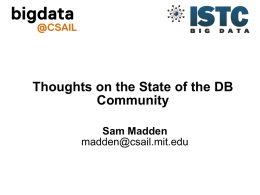 Madden - The Beckman Report on Database Research