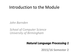 Intro to the module - School of Computer Science, University of
