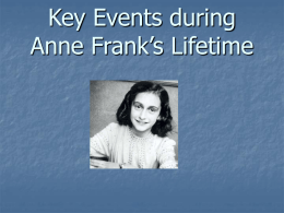Key Events during Anne Frank`s Lifetime