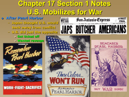 Chapter 17 Section 1 Notes U.S. Mobilizes for War