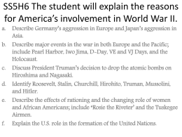 SS5H6 The student will explain the reasons for America`s