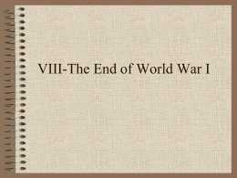 End of WWI. Origins of WWII.