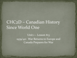 CHC2D – Canadian History since Wolrd One