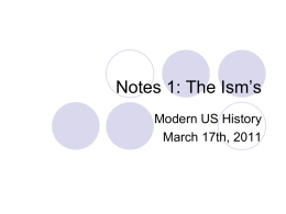 Notes 1: The Ism`s
