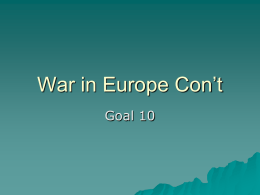 War in Europe Con`t