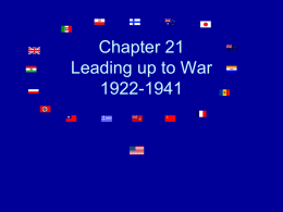 Chapter 21-Leading up to War