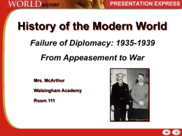 From Appeasement to War-Failure of Diplomacy st.ed