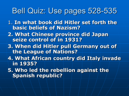 3. When did Hitler pull Germany out of the League of Nations?