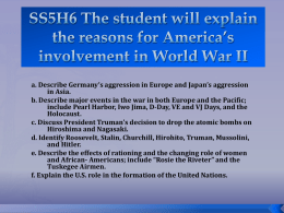 SS5H6 The student will explain the reasons for America*s