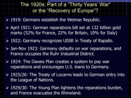 Steps Toward the Normalization of Europe in the 1920s