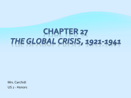 Chapter 27 The Global Crisis, 1921-1941