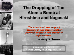 The Dropping of the Atom Bomb at Hiroshima and - pams