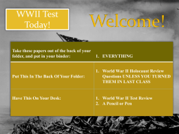 World War II Test Review A Pencil or Pen