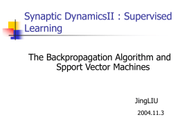 Synaptic DynamicsII : Supervised Learning