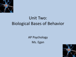 Unit Two: Biological Bases of Behavior