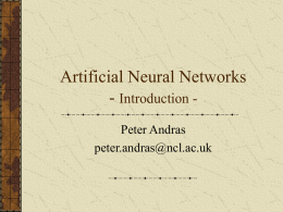Artificial Neural Networks - Introduction -