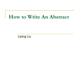 How to Write An Abstract