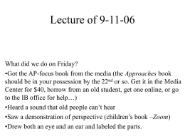Lecture of 9-11-06