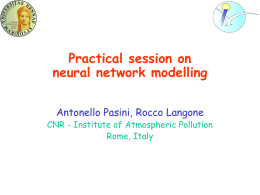 Practical session on neural network modelling