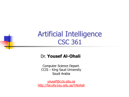 Artificial Intelligence CSC 361