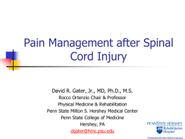 Pain Management Classifications in Spinal Cord Injury