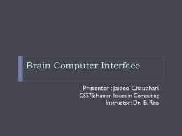 Brain Computer Interface - Department of Computer Science