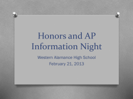 AP/Honors Parent Night Presentation