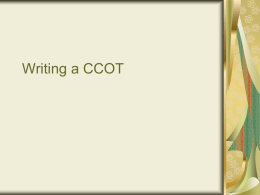 Writing a CCOT