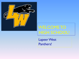 Welcome to High School! - Lapeer Community Schools