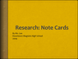Note Cards - Downtown Magnets High School