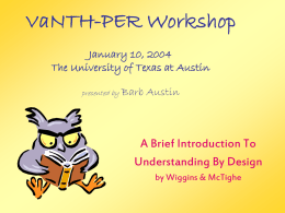 VaNTH-PER Workshop April 12, 2003 The University of Texas