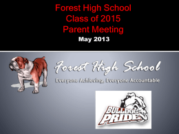 Zachary High School Class of 2013 Parent Meeting