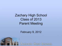 Zachary High School Class of 2014 Parents’ Night