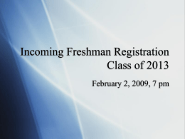 Incoming Freshman Registration