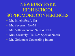 NEWBURY PARK HIGH SCHOOL COUNSELORS PRESENT …