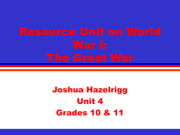 Resource Unit on World War I: The Great War