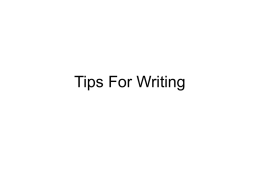 Tips For Writing