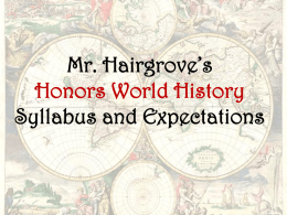 Honors World Syllabus and Expectations - hairgrove