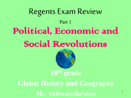 Regents Exam Review Part 1 Political, Economic and