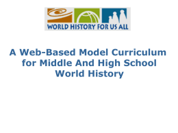 Curriculum Objectives Scholarship of World History National and