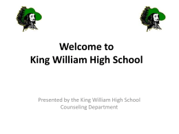 counseling department - King William County Public Schools