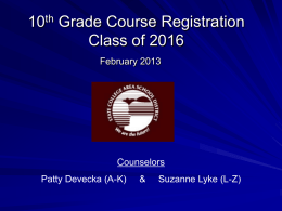 Course Selection and Registration for Class of 2008