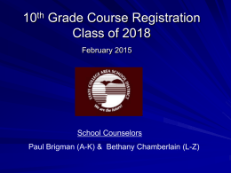 Course Selection and Registration for Class of 2008