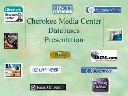 Media Center Databases PowerPoint - Part I