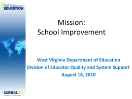 WVDE School Improvement Goals Goal 1